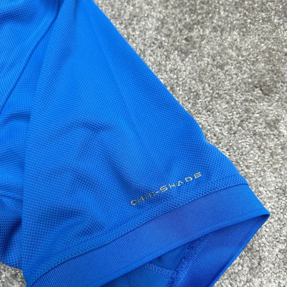 Columbia PFG Omni Shade Perfect Cast Polo Shirt Mens XL Blue Short Sleeve Fish